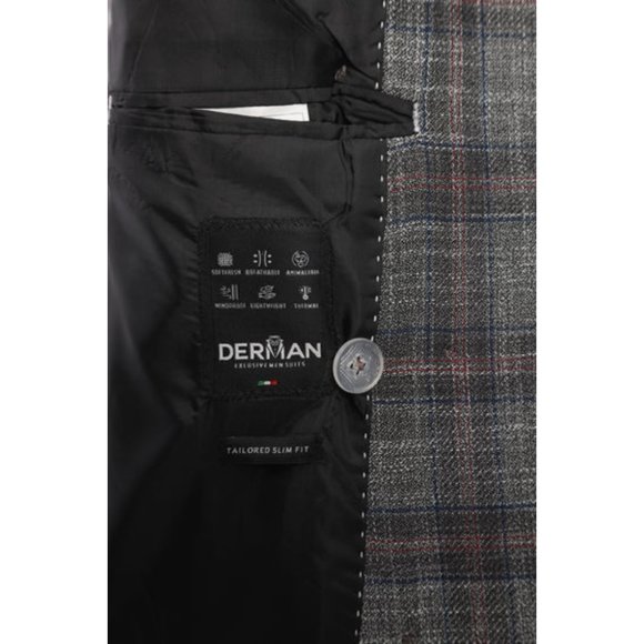 Derman Double Breasted Grey Plaid Luxury Jacket - Picture 6 of 6